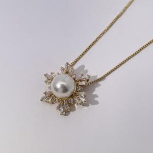 Collar con Colgante de Perla Chapado en Oro con Diseño de Sol de Tianyu Gems para Mujer, Joyería de Moda con Halo de Piedras Preciosas - Product Image 2