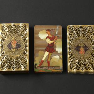 Jeu de cartes de tarot résistantes aux plis, finition dorée, illustration exquise, imperméable, pour les activités de fête, décoration de bureau - Product Image 2