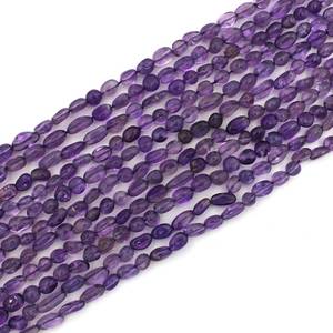 Natural Purple <b>Amethyst</b> Smooth Nugget Beads Gemstone Pebbles 5x6mm to 5x8mm 13 Inch Strand - Product Image 5