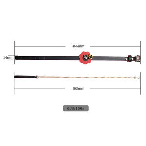 Collar y Cadena de Doble Capa, Gargantilla de Cuero PU Mate, Collar de Bondage, Collar de Aleación de Zinc Sin Níquel Dorado - Product Image 6