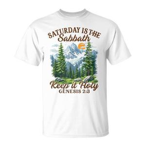 Sábado es el día del Sábado, manténlo sagrado, camiseta con diseño de montaña, Génesis 2:3 - Product Image 1