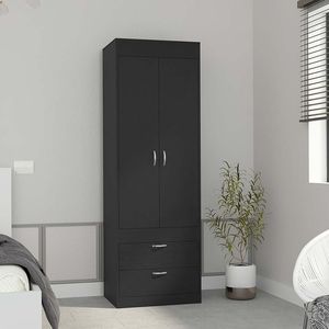 DB Tarento Armario de dos cajones Convertible Negro Wengue Acabado Armario de madera para uso doméstico Características independientes y plegables - Product Image 1