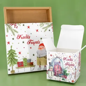 Ücretsiz örnek ve ücretsiz gönderi özel Logo dekoratif oluklu karton kapaklı noel kağıt hediye kutuları