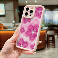 Étui de protection antichoc en TPU avec motif floral encre et design d'objectif pour iPhone 11 12 13 14 15 16 17 18 Pro Max