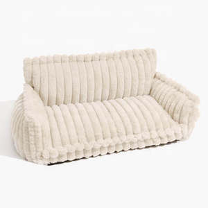 Sofá Cama grande para mascotas de interior, fondo antideslizante, lavable, cama calmante para perros y gatos, diseño rectangular de moda, mascota de felpa de piel sintética - Product Image 5