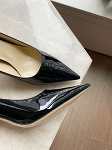 Zapatos de Tacón Alto Jimmy de Alta Calidad, Diseño Abierto, Cuero Charol Liso, Nuevo, en Tendencia, de Moda - Product Image 6