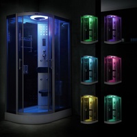 Nouvelle Douche de Style Moderne Économique avec Chauffage et Lumière LED Cabine de douche vapeur coulissante sans cadre, tout-en-un pour la douche et le lavage
