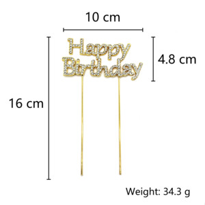 Decorazione per <span class=keywords><strong>Torta</strong></span> 'Happy Birthday' con Strass Cristallini Lucidi all'Ingrosso per Feste di <span class=keywords><strong>Compleanno</strong></span> - Product Image 2