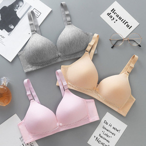 모유 수유용 속옷 앞면 오픈 버튼 소프트 서포트 와이어프리 나일론 여성 브라 - Product Image 1
