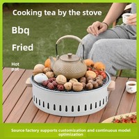 Brasero rond, brûleur à thé, barbecue, grill, cuisinière à charbon de bois portable d'extérieur, ensemble de camping d'hiver pour la maison