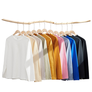 Camiseta Unisex de Manga Larga 100% Algodón de Punto, Cuello Redondo, Estilo Casual, Color Sólido, Diseño Liso, Ecológica y Transpirable para Hombre y Mujer - Product Image 1