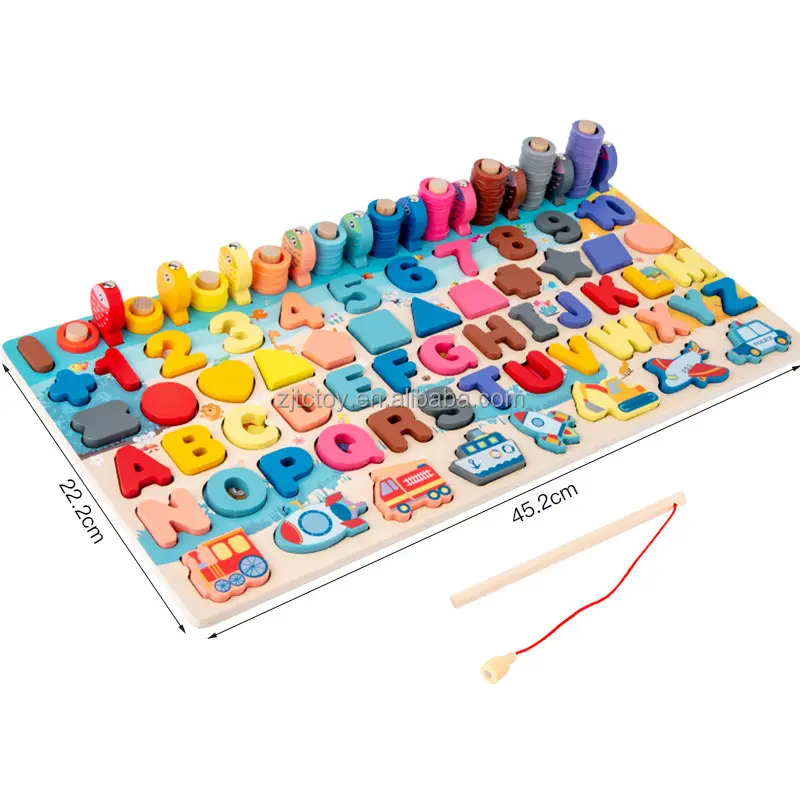 Eğitim ahşap montessori eğitici oyuncaklar çocuklar için kurulu matematik oyunu balıkçılık şekil eşleştirme erken eğitim çocuk hediye oyuncaklar