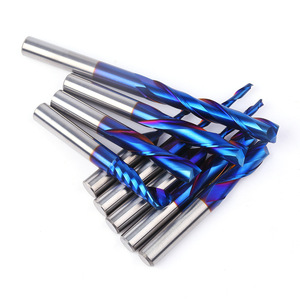 8mm Shank Nano Blue Solid Carbide <strong>Router</strong> <strong>Bit</strong> TCT Mortising CNC Flush Trim Upward <strong>and</strong> Downward Rotation Trimming Cutter - Product Image 2