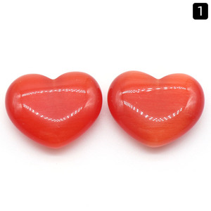 Gran Corazón Abombado de 30mm, Piedra Ojo de Gato Colorida en Forma de Corazón, Adorno de Piedra Pulida Suelta, Pieza para Manualidades, Accesorios DIY Color Caramelo - Product Image 6