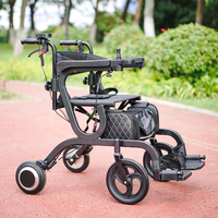 Déambulateur électrique 3-en-1: Marcheur à assistance électrique pliable et léger avec siège et panier pour le soutien à l'extérieur et au shopping