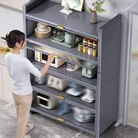 Étagère à vaisselle modulaire en métal réglable, facile à nettoyer, grise, avec rangement de type tiroir pour les armoires de cuisine, le garde-manger, le buffet
