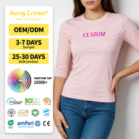 Toptan Özelleştirme Kadın Tişörtü 240GMS %100 Pamuk Grafik Baskılı Tişörtler Özel Baskı Logolu Boş Tişört