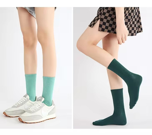 Wholesale Women's Solid Color Athletic Crew <b>Socks</b> Custom Logo Lightweight Cotton Various Colors for Girls <b>High</b> Quality - Product Image 6