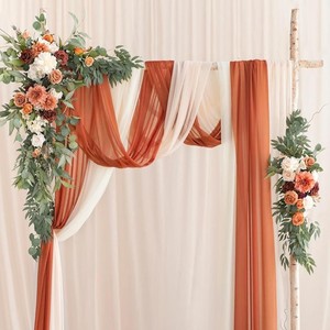 Ensemble de guirlande suspendue de fleurs de banc d'allée de huit pièces fleurs artificielles en soie pour la cérémonie de mariage - Product Image 2