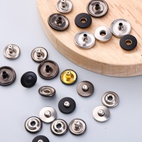Kancing Logam Tersembunyi 4 Bagian, Bulat Polos, Warna Hitam, Emas, Perak, 9MM 10MM 12MM 14MM, 4 Lubang, Model Fancy untuk Pakaian