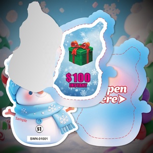 Wholesale Pull Tab <b>Tickets</b> Custom Shapes Snowman Design Digital Printing Recyclable Paper for Instant Win - Product Image 3
