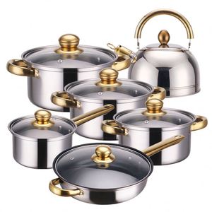 Juego de Ollas de Acero Inoxidable de 12 Piezas, Ollas para Sopa, Cacerolas, Juego de Utensilios de Cocina, Venta al Por Mayor Directo de Fábrica - Product Image 1