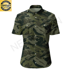 Kemeja memancing kamuflase cepat kering pria, kemeja lengan pendek Anti-UV luar ruangan taktis dengan desain multi-saku - Product Image 3