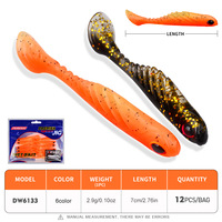 Leurre de pêche souple bionique en forme de queue de T, 7 cm, 2,9 g, yeux 3D, sans hameçons