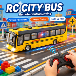 Juguete de Autobús Escolar a Control Remoto, Escala 1:32, 4 Canales, con Luces LED, Simulación de Autobús, Juguete para Niños, Juego en Interiores - Product Image 1