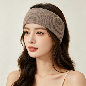 Diadema de punto acanalado 100% cachemira pura para mujer, banda elástica deportiva para yoga y cuidado facial, accesorio cálido de invierno para el cabello. - Product Image 5