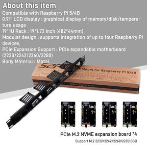 Kit de soporte de acero para montaje en rack 1U para Raspberry <span class=keywords><strong>Pi</strong></span> 5 19 pulgadas 4 ranuras M.2 NVMe SSD 2230/2242/2260/2280 - Product Image 6