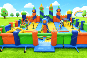 JOYRISE Château gonflable géant sur le thème de <span class=keywords><strong>la</strong></span> <span class=keywords><strong>tour</strong></span>, aire de jeux, parc d'attractions, 30x30m, capacité de 2000 kg, utilisation en extérieur - Product Image 2