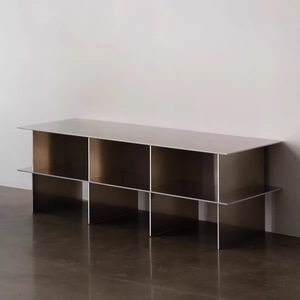 Mobile TV in Acciaio Inossidabile, Mobile Laterale, Armadietto Contenitore, Stile Industriale con Texture a Rete, Arredamento Minimalista per <span class=keywords><strong>Soggiorno</strong></span> - Product Image 1