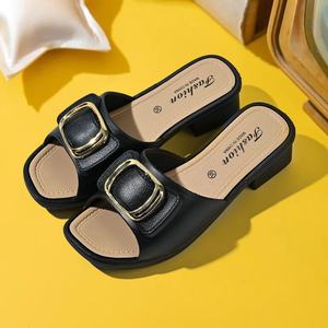 Sandálias Femininas Abertas para Todas as Estações Verão de Usar ao Ar Livre Antiderrapantes Anabela PVC Aumento de Altura Elegantes Sudeste Asiático - Product Image 6