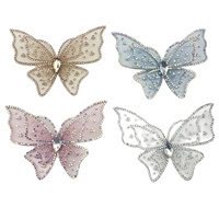 Accessoires de cheveux et bijoux DIY en strass 3D double couche, motifs papillon élégant, fleur de chaussure en cristal, breloques pour Crocs et patchs vestimentaires