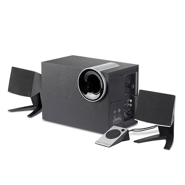 2.1 Channel Wired Desktop Bluetooth Speaker with Subwoofer for Gaming, Music, TV, and Desktop Computer Use - Wooden Speaker