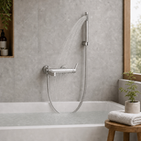 Ensemble de mitigeur de bain et de douche en acier inoxydable 304 résistant à la corrosion, sans plomb, durable, finition brossée, avec douchette à main