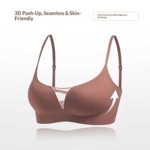 Sujetador de uso diario Shantou Gu Rao para mujer, sin aros, con espalda cruzada, copa fija, sin costuras, de nailon, para pechos pequeños - Product Image 4