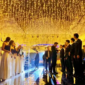 LED מפל עמיד למים מטאור מקלחת גשם מחרוזת אור Xams חתונה מסיבת חדש שנה וילון נטיף קרח פיות מחרוזת גרלנד