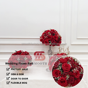 Centro de Mesa de Rosas Artificiales de Seda Roja Hechas a Mano en Fábrica, Bola de Flores Decorativa para Bodas y Eventos - Product Image 2