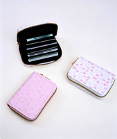 Dompet Ritsleting Motif Pita Manis Bergaya, Tempat Kartu Kredit Ganda, Dompet Koin, Dompet Ringan Tahan Lama, Dompet Mini Portabel PU