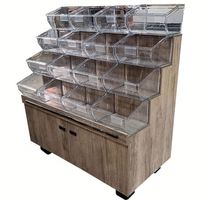 Support de présentation pliable moderne personnalisé pour boissons et en-cas avec étagères en bois et en métal - à poser sur comptoir/mural
