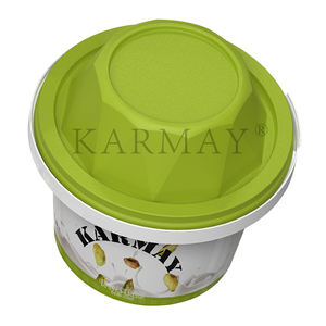 Tasse de yaourt à la crème sure verte ronde de 250ml de qualité alimentaire en PP avec céréales et couvercle transparent - Product Image 3