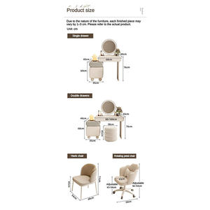 Coiffeuse moderne en bois blanc avec miroir et rangement, style crème, pour chambre de fille, à prix abordable - Product Image 6