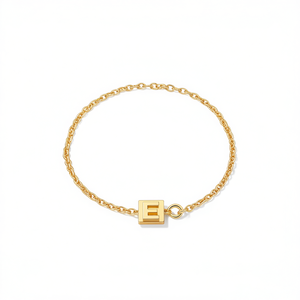 Bracciale in Acciaio Inossidabile con Targhetta Lettera E 12x14cm, Gioiello alla Moda con Catena - Product Image 1