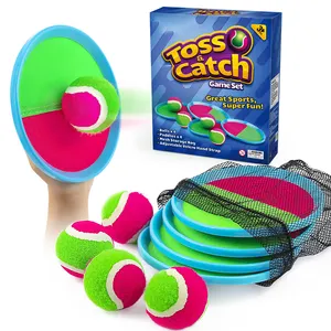 OEM Multi Color Self-stick Beach toys Toss and Sticky Ball Paddle Catch Games Set