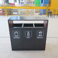 Trois poubelles et boîtes de recyclage pour l'extérieur Poubelle de recyclage bon marché étanche Conteneurs Poubelle de patio unique Poubelles de déchets en bois
