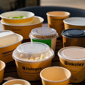 Dùng một lần giấy thủ công Bát salad dùng một lần <span class=keywords><strong>container</strong></span> giấy tròn Bát salad 1000ml/1100ml/1300ml/1500ml - Product Image 1