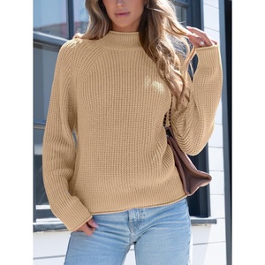 Pull à col montant en tricot vintage uni personnalisé 2026, anti-rides, à manches longues pour femmes - Product Image 5