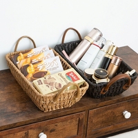 Panier de rangement ovale en papier tressé, organisateur de bureau et de table basse, plateau pour collations et cosmétiques, design minimaliste
